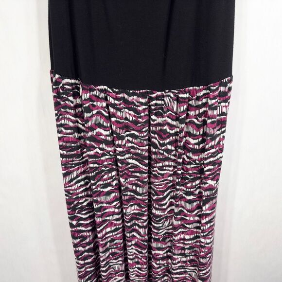 Daisy Fuentes Plus Size 3X Maxi Dress Black Pink Color Block Sleeveless 789 - Picture 6 of 9